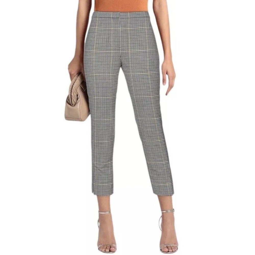 Theory Dale Portland Plaid Ankle Slim Straight Pants  Wool Blend Multi SZ 10